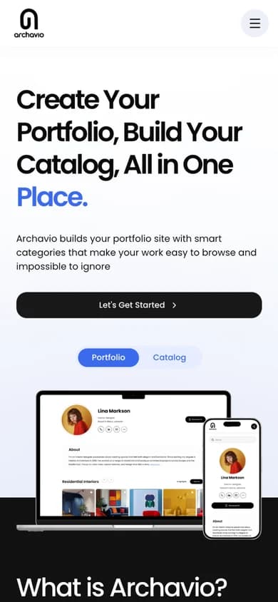 Archavio home page on a phone