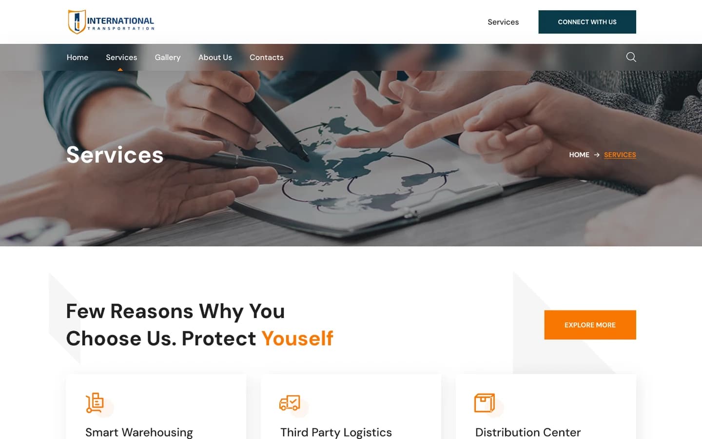 International Transportation website services page