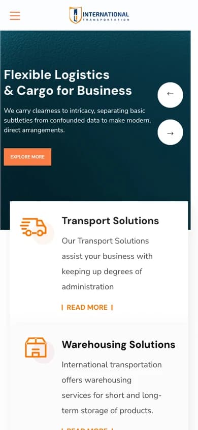 International Transportation website on a phone