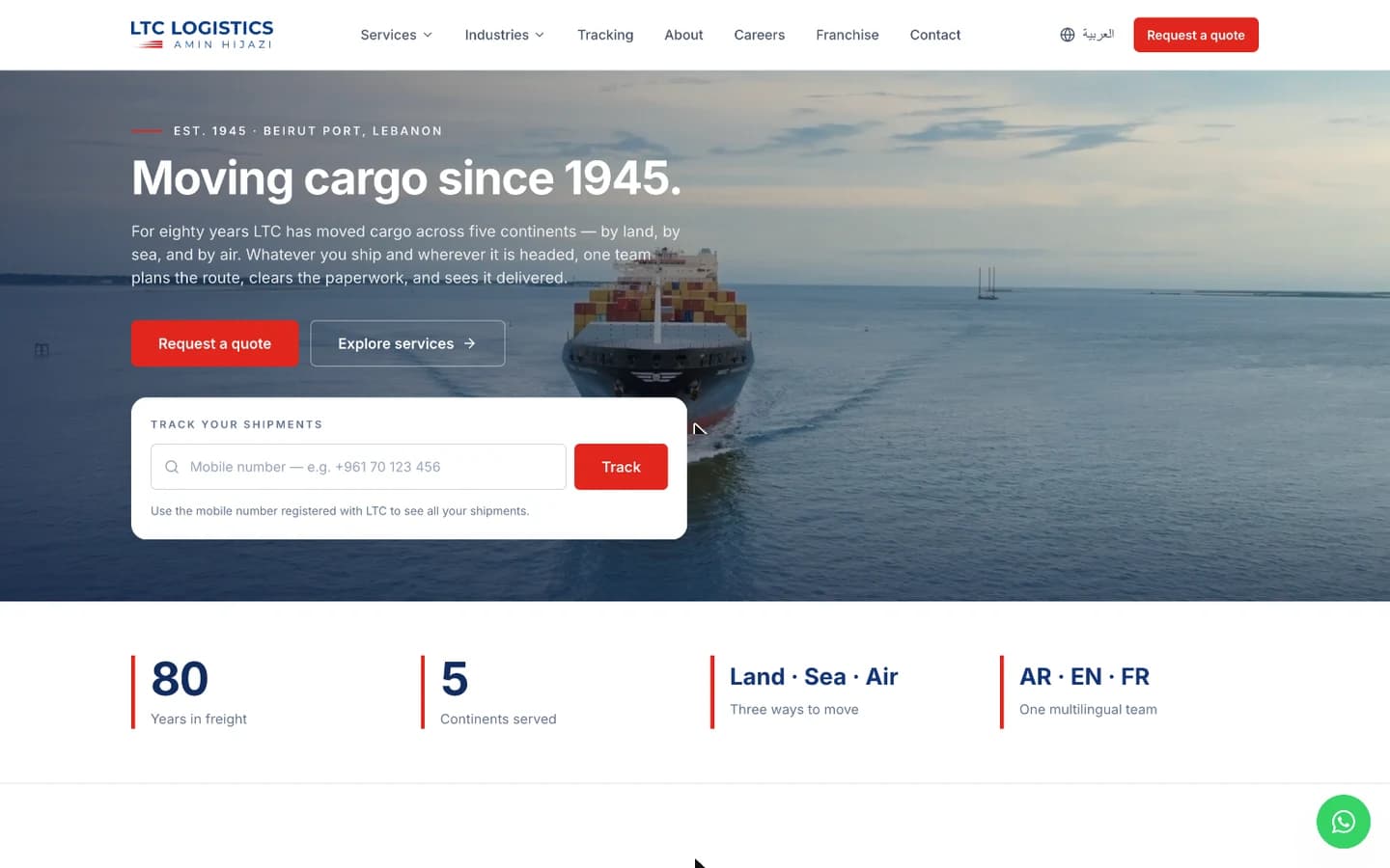 Website and shipment tracking web app for LTC Logistics